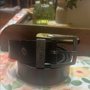 BOSI Black Leather Men's Belt